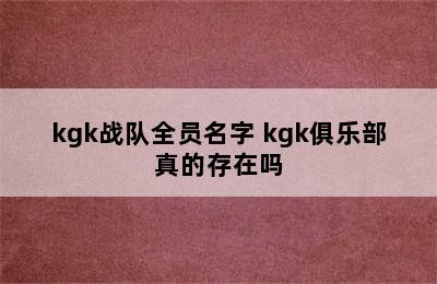 kgk战队全员名字 kgk俱乐部真的存在吗